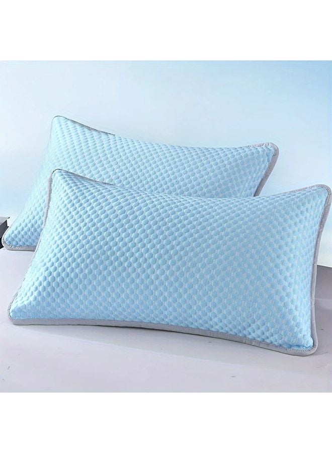 Queen Size Pillowcases 2 Piece Set Light Blue Soft Breathable Bedding Machine Washable - Image 5